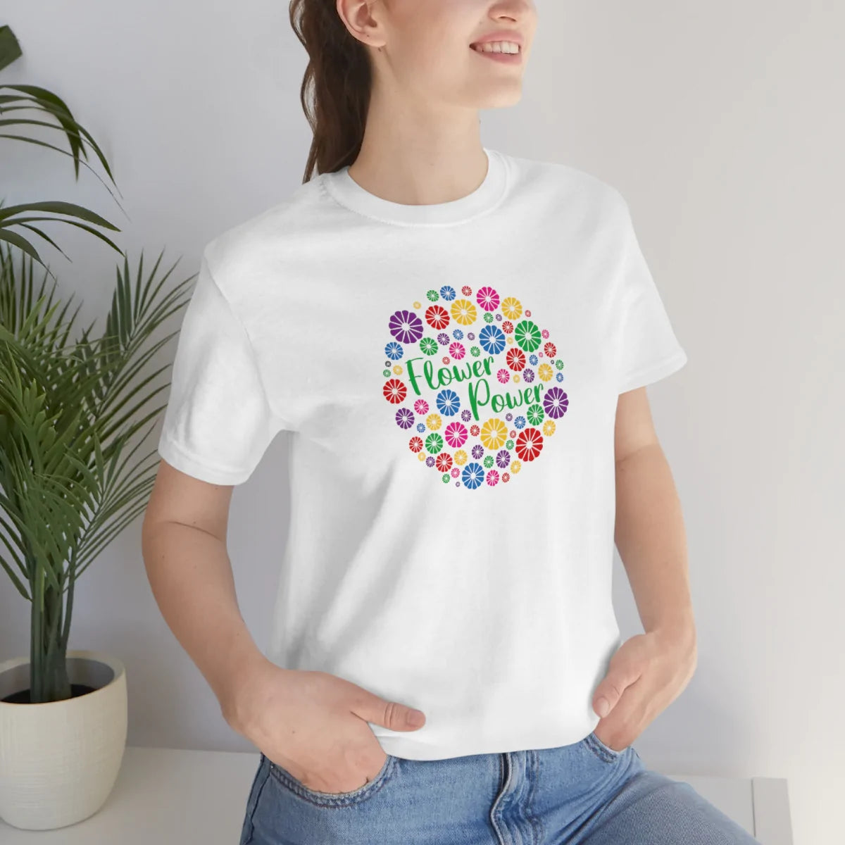 Unique design tshirt | Flower Power, white